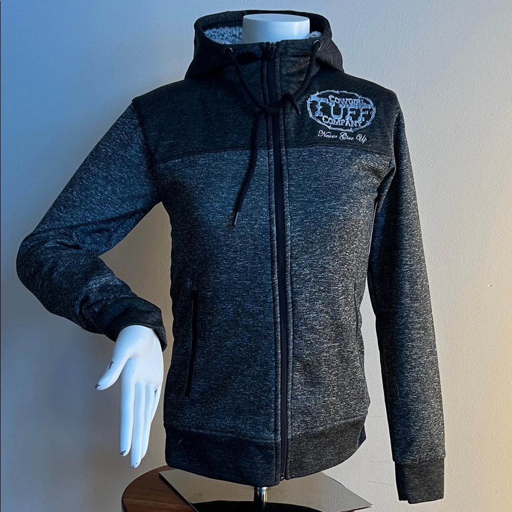 Cowgirl Tuff Charcoal Zip-Up Jacket fleece interior hoodie